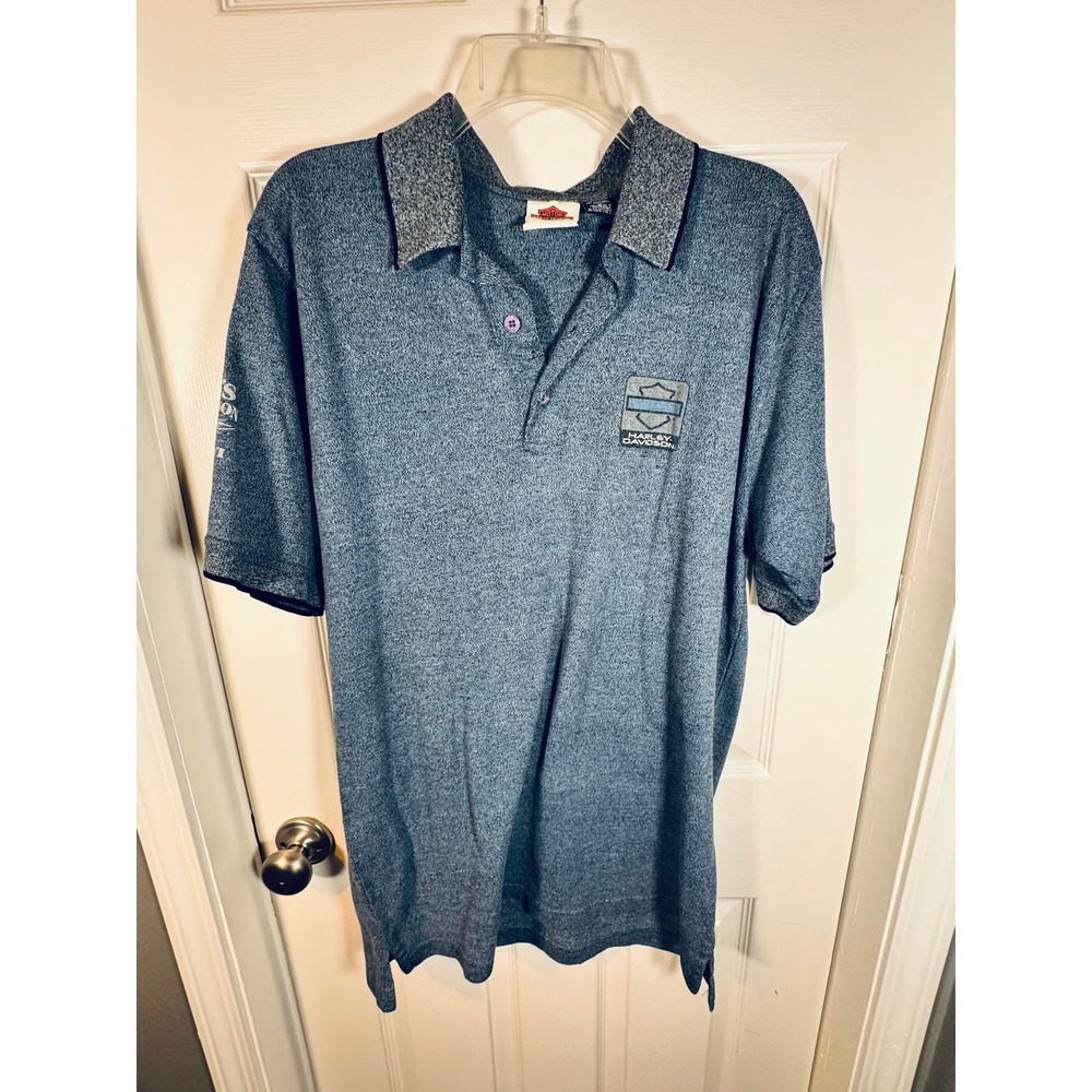 Harley Davidson McCoy's Green Bay WI Polo Shirt Mens L Gray Cotton‎ Blend Biker - Picture 2 of 7